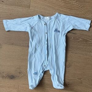 Kissy Kissy Stripped Onesie w/Trains 3-6m